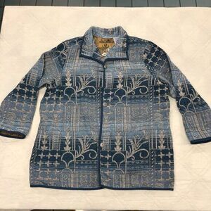 Vintage Blair womens blue jacket silver tapestry long‎ coat 2XL nwt